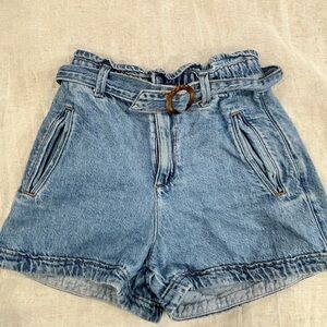Zara High Waist Light Blue Denim Shorts
